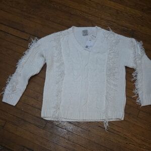 Forever 21 Cream V-Neck Sweater